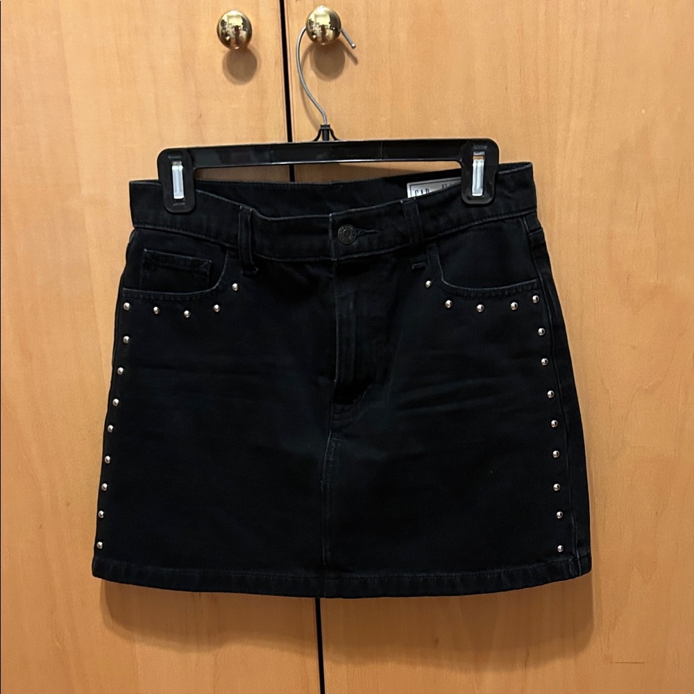 GAP Black Studded Denim Mini Skirt